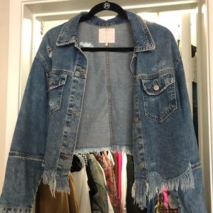 Zara Distressed Cropped Denim Jacket